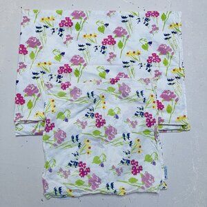 Pomegranate Inc Hand Blocks Tablecloth and 4 Napkins Floral Cotton 58 X 88 Inch